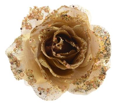 Roos pes clip d14h8,5 cm l.goud - Decoris