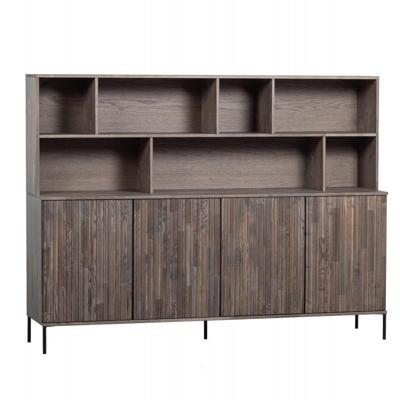 WOOOD Wandkast 'New Gravure' Essenhout, 200cm, kleur Espresso