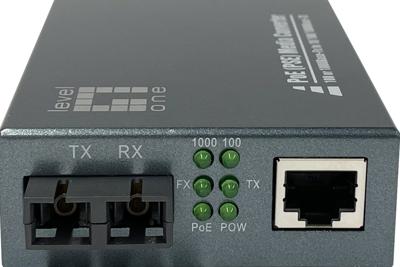 LevelOne GVT-2014 RJ45 naar SC Gigabit Media Converter PoE PSE, Singlemode Glasvezel, 20 km