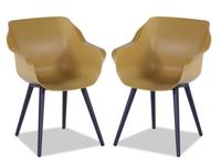 Set van 2 tuinstoelen SOLO geel met ronde poten aluminium - thumbnail