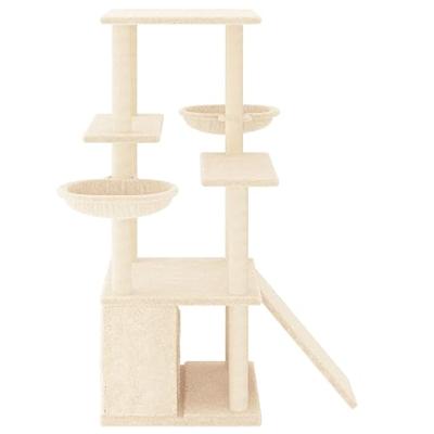 Kattenmeubel met sisal krabpalen 133 cm crmekleurig - thumbnail