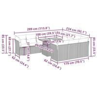 11-delige Loungeset met kussens poly rattan grijs - thumbnail