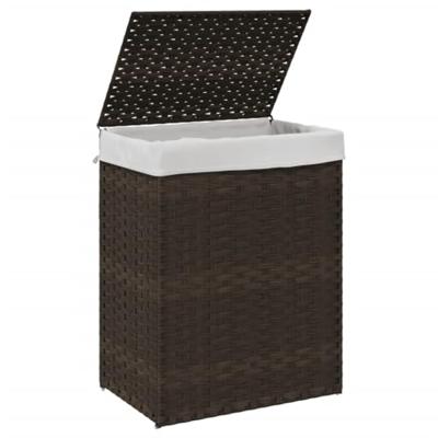 VidaXL Wasmand met deksel 46x33x60 cm poly rattan donkerbruin - thumbnail