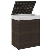 VidaXL Wasmand met deksel 46x33x60 cm poly rattan donkerbruin - thumbnail