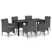 7-delige Tuinset met kussens poly rattan grijs - thumbnail