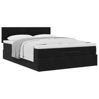 Ottoman bed met matras 140x200cm fluweel zwart - thumbnail