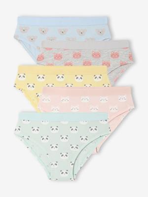 Set van 5 slipjes voor meisjes Dieren azuurblauw