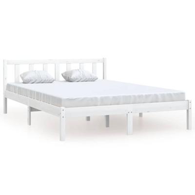 Bedframe massief grenenhout wit 135x190 cm UK Double