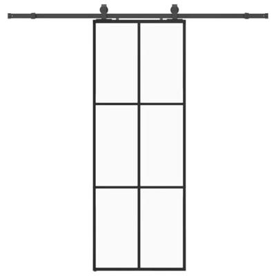 VidaXL Schuifdeur met beslagset 76x205 cm esg glas zwart