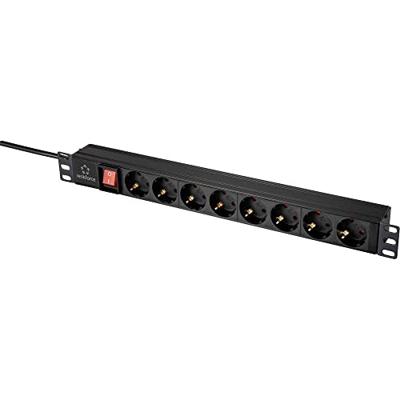 Renkforce RF-4604248 19 inch 1 HE Geaarde contactdoos Met schakelaar Zwart Renkforce RF-4604248 19 inch 1 HE Geaarde contactdoos Met schakelaar Zwart