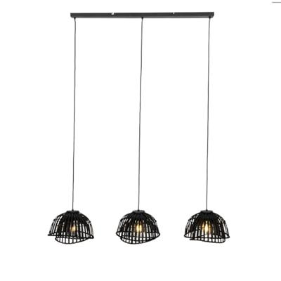 QAZQA Oosterse hanglamp zwart bamboe 3-lichts - Pua