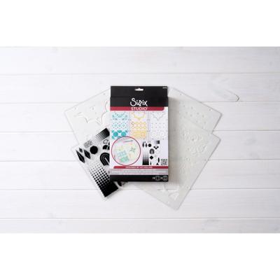 Sizzix • studio stamps set 18pcs & 3pcs stencils geometric by vic hollins