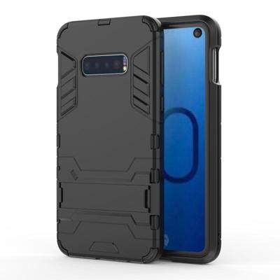 Schokbestendige PC + TPU Case voor Galaxy S10e met houder (zwart)