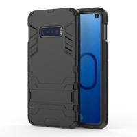 Schokbestendige PC + TPU Case voor Galaxy S10e met houder (zwart) - thumbnail