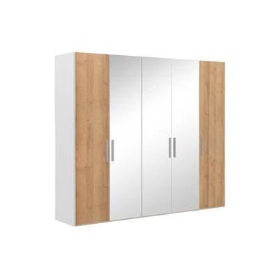 Goossens Kledingkast Easy Storage Ddk, Kledingkast 253 cm breed, 220 cm hoog, 2x draaideur en 3x spiegel draaideur midden