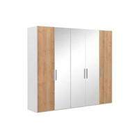 Goossens Kledingkast Easy Storage Ddk, Kledingkast 253 cm breed, 220 cm hoog, 2x draaideur en 3x spiegel draaideur midden - thumbnail