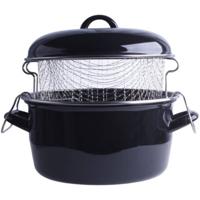 Frituurpan Emaille met Inzet 24 cm Zwart - thumbnail