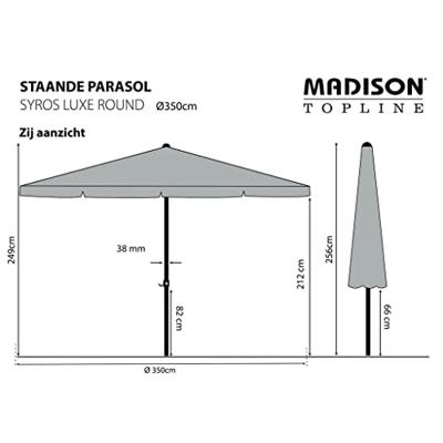 Parasol Syros Rond Ø3,5m - Grijs - thumbnail
