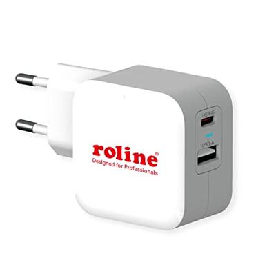 ROLINE USB-oplader met Eurostekker, 2-poorts (Type-A QC3.0, Type-C PD), 38W