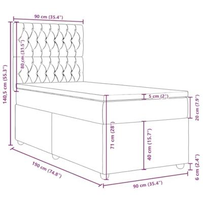 Boxspring met matras stof crèmekleurig 90x190 cm