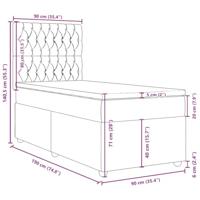 Boxspring met matras stof crèmekleurig 90x190 cm - thumbnail