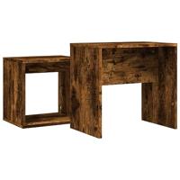 2-delige Tafeltjesset bewerkt hout gerookt eikenkleurig - thumbnail