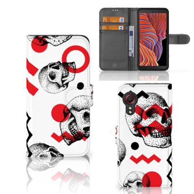 Telefoonhoesje met Naam Samsung Galaxy Xcover 5 Skull Red | Portemonnee hoesje Telefoonhoesje met Naam Samsung Galaxy Xcover 5 Skull Red | Portemonnee hoesje