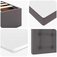 Ottoman bed met matrassen 200x200cm kunstleer grijs - thumbnail