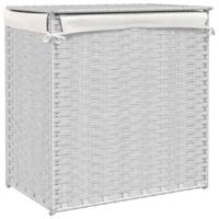 Wasmand met 2 vakken 53x35x57 cm poly rattan wit - thumbnail