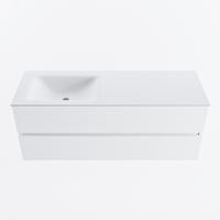 MONDIAZ VICA 130cm badmeubel onderkast Talc 2 lades. Wastafel CLOUD links 1 kraangat, kleur Talc. - thumbnail