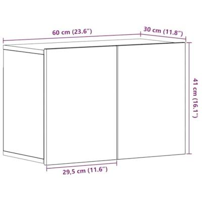 Tv-meubel 60x30x41 cm bewerkt hout zwart eikenkleurig