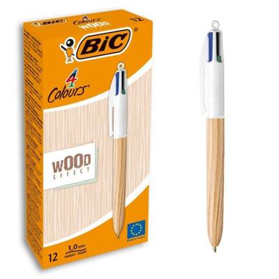 Bic Colours Wood Style, 4-kleurenbalpen, medium, klassieke inktkleuren Bic Colours Wood Style, 4-kleurenbalpen, medium, klassieke inktkleuren