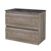 Badmeubelset BWS Salt 80x46cm Greeploos 2 Lades Met Wastafel Hardsteen Scotch Oak - thumbnail