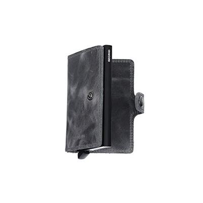 Secrid Miniwallet Vintage Portemonnee Zwart, Grijs Aluminium, Leer