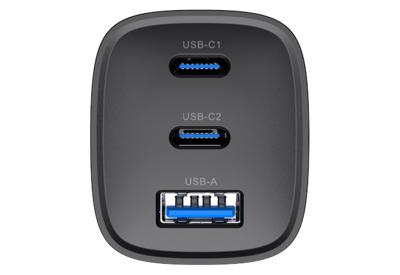 Havit UC20 - GaN 65 W reislader met drie poorten, zwart - thumbnail