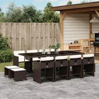 13-delige Tuinset met kussens poly rattan bruin - thumbnail