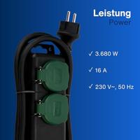 REV 0512467555 Stekkerdoos 2-voudig Zwart, Groen Randaarde stekker 1 stuk(s) - thumbnail