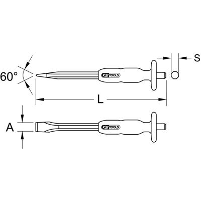 KS Tools Platte beitel met handgreep, 8-kant, 10 mm 1560251