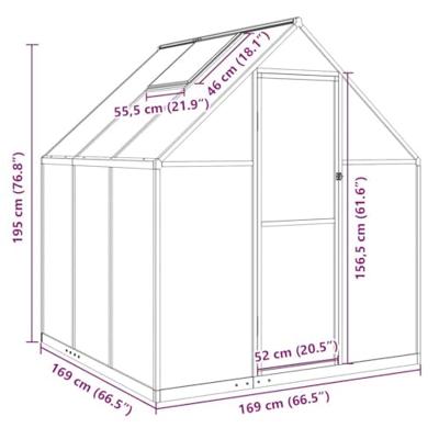 VidaXL Tuinkas met basisframe 169x169x195 cm aluminium antracietkleur VidaXL Tuinkas met basisframe 169x169x195 cm aluminium antracietkleur