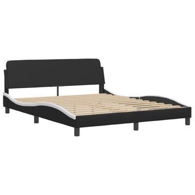 Bed met matras "Dover" kunstleer zwart en wit 160x200 cm