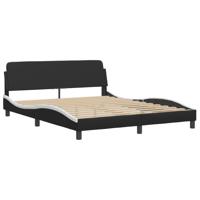Bedframe "Viana" zonder matras kunstleer zwart en wit 160x200 cm - thumbnail