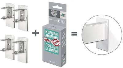 ZACK Linea montageset voor verlijming geschikt voor 4 bevestigingspunten glans RVS