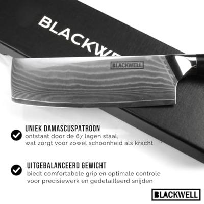 Blackwell Nakirimes Groentemes Japanse stijl - 67 lagen damaststaal - VG10 - 17,5 cm - thumbnail