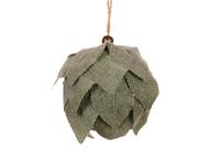 Kerstbal foam 8 cm groen met blaadjes - thumbnail