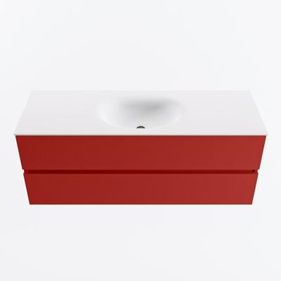 MONDIAZ VICA 130cm badmeubel onderkast Fire 2 lades. Wastafel MOON midden zonder kraangat, kleur Talc.