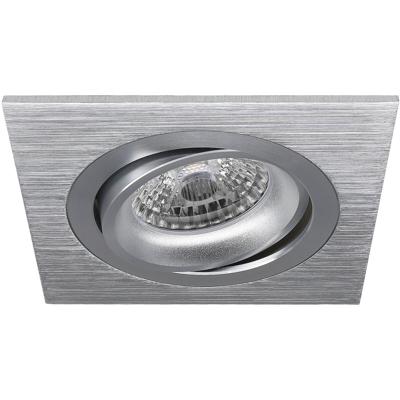 Spot Armatuur GU10 - Pragmi Borny Pro - GU10 Inbouwspot - Vierkant - Zilver - Aluminium - Kantelbaar - 92mm