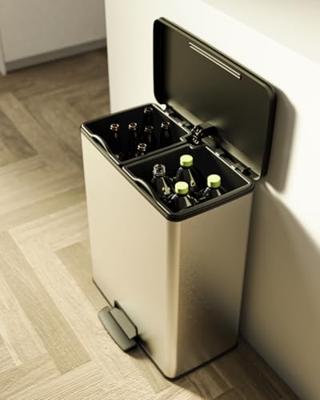 Curver Deco bin slim 254619 Afvalbak 52 l (b x h x d) 486 x 615 x 284 mm Zilver, Zwart 1 stuk(s)