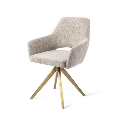 Jesper Home Kushi eetkamerstoel Stone Haze turn gold