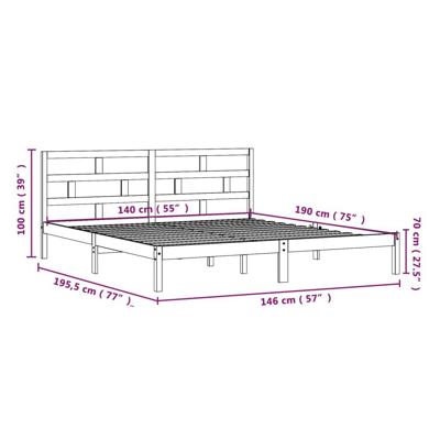 Bedframe massief grenenhout wit 140x190 cm