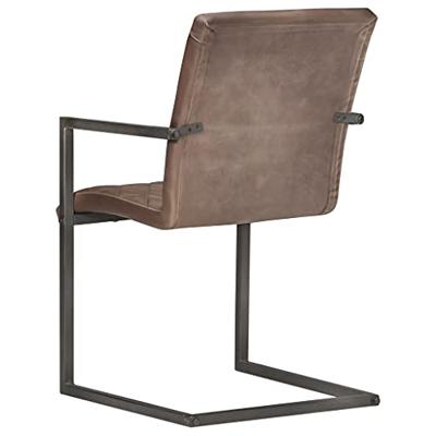 Eetkamerstoelen 2 st echt leer bruin